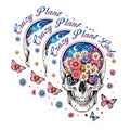 (3 Pack) Crazy Plant Lady Decals - Skull with Flowers - Floral Skeleton Decal - 3 Inches On Longest Side - Easy Peel & Apply - Made in USA - 3MCS6139