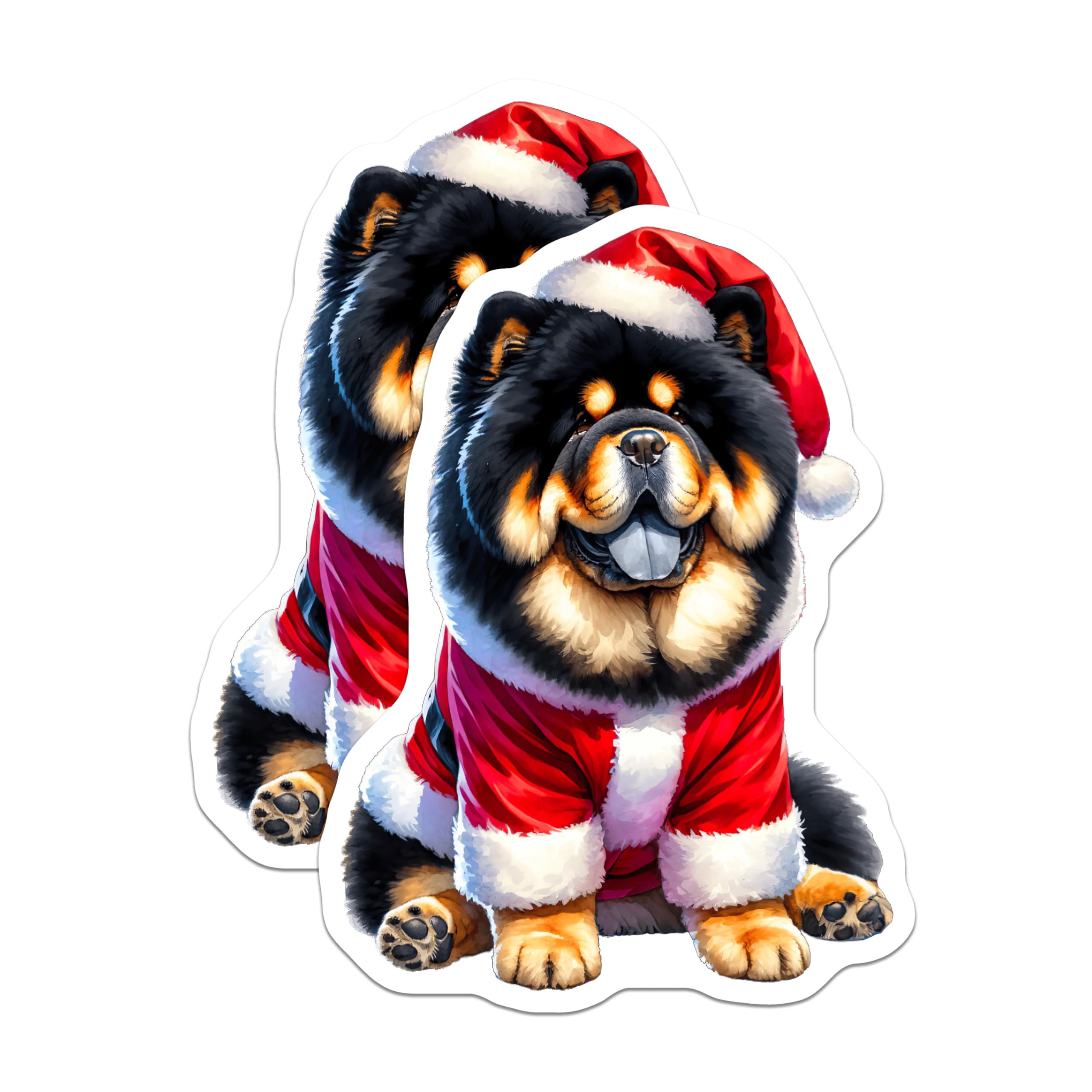 (2 Pack) Chow Chow Magnets - Santa Dog Christmas Decor - Festive Pet Holiday Art - Winter Animal Refrigerator Adornment - 5 Inches On Longest Side - Thick Durable Magnet - Made in USA - MAG23362