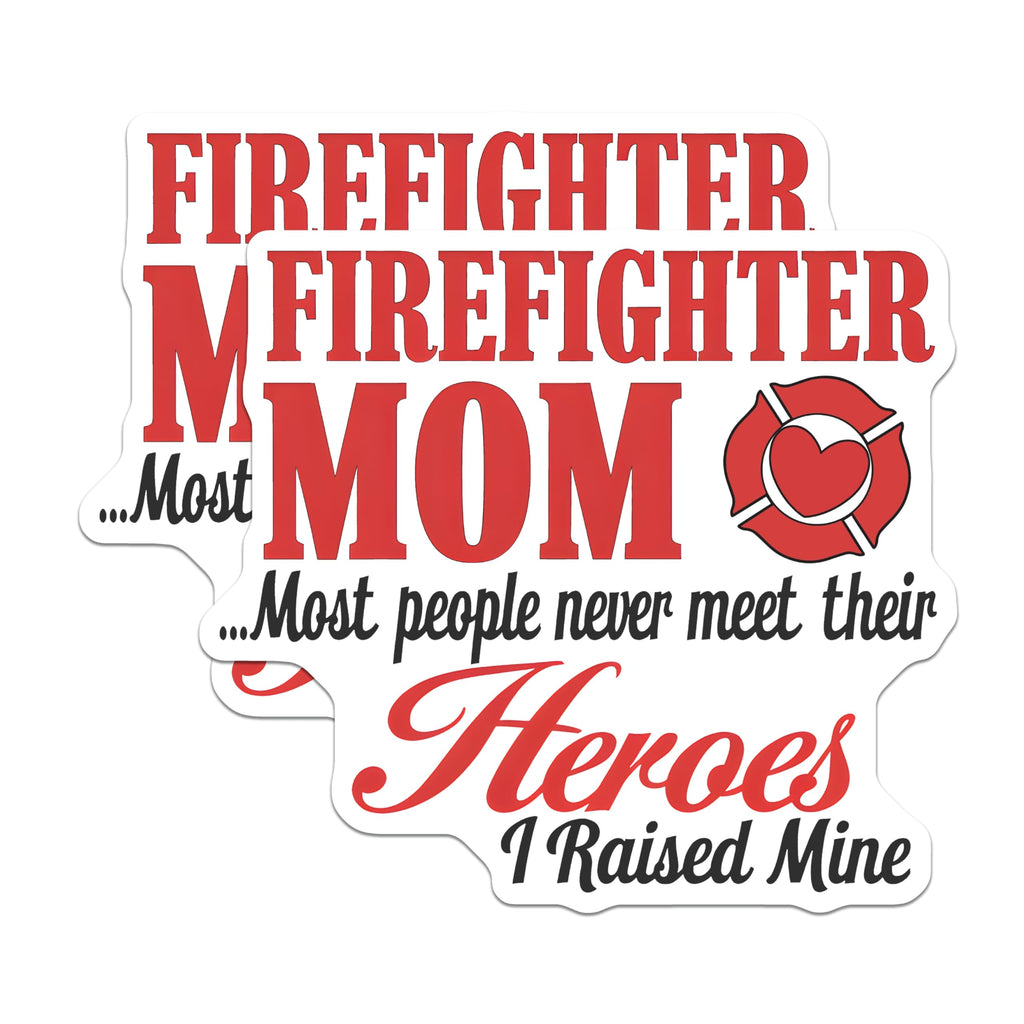 (2 Pack) Firefighter Mom Magnets - Proud Mom - Firefighter Family - 5" On Longest Side - Premium Magnet - for Cars, Refrigerators, Toolboxes, Lockers - Made in USA - MAG18688
