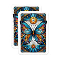 (2 Pack) Vibrant Stained Glass Butterfly Magnets - Celestial Sun Moon Motif - Mystical Art Nouveau Fridge Locker Decor - 5 Inches On Longest Side - Thick Durable Magnet - Made in USA - MAG20786