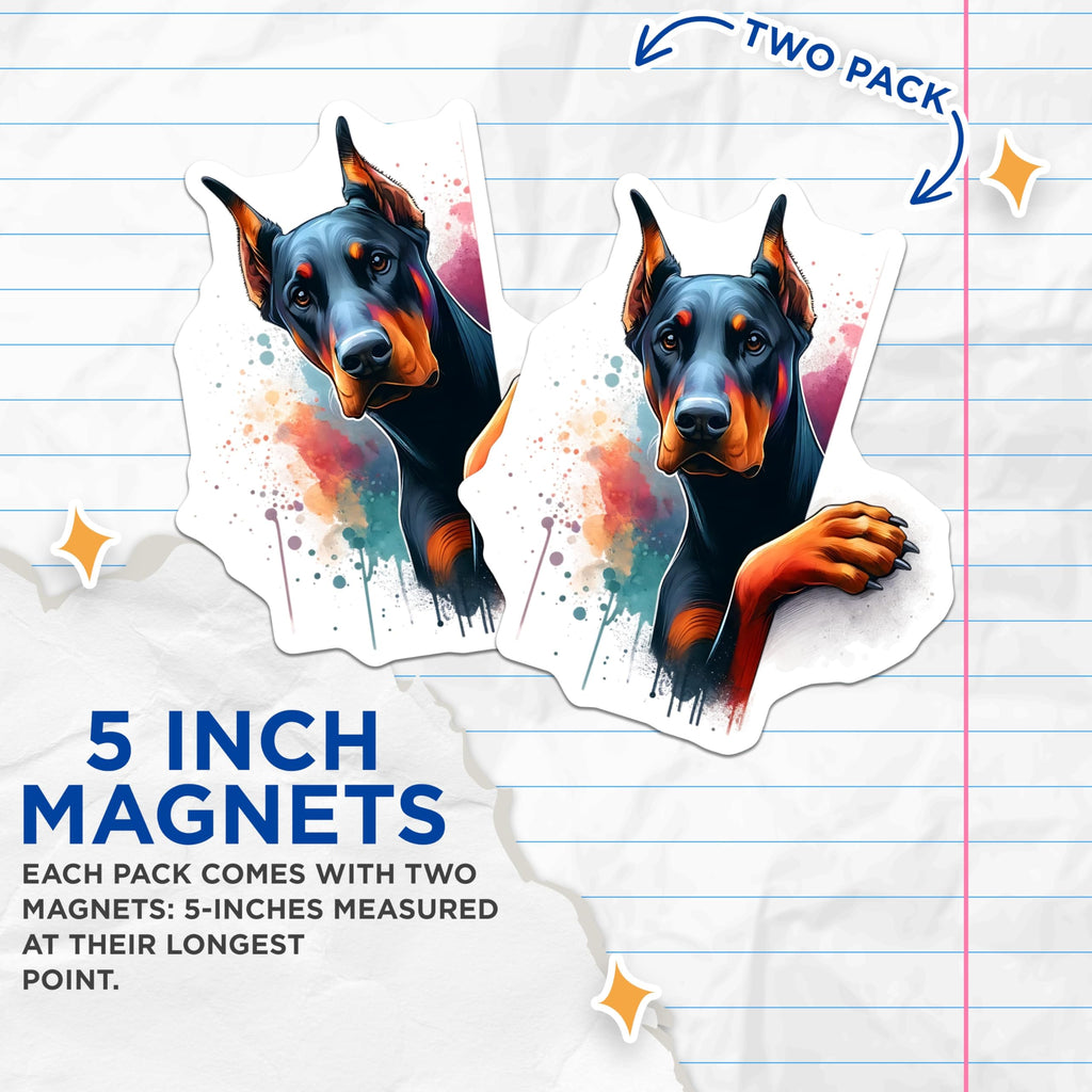 (2 Pack) Doberman Dog Magnets - Funny Doberman - Cute Dog Art Magnet - 5" On Longest Side - Premium Magnet - for Cars, Refrigerators, Toolboxes, Lockers - Made in USA - MAG14584