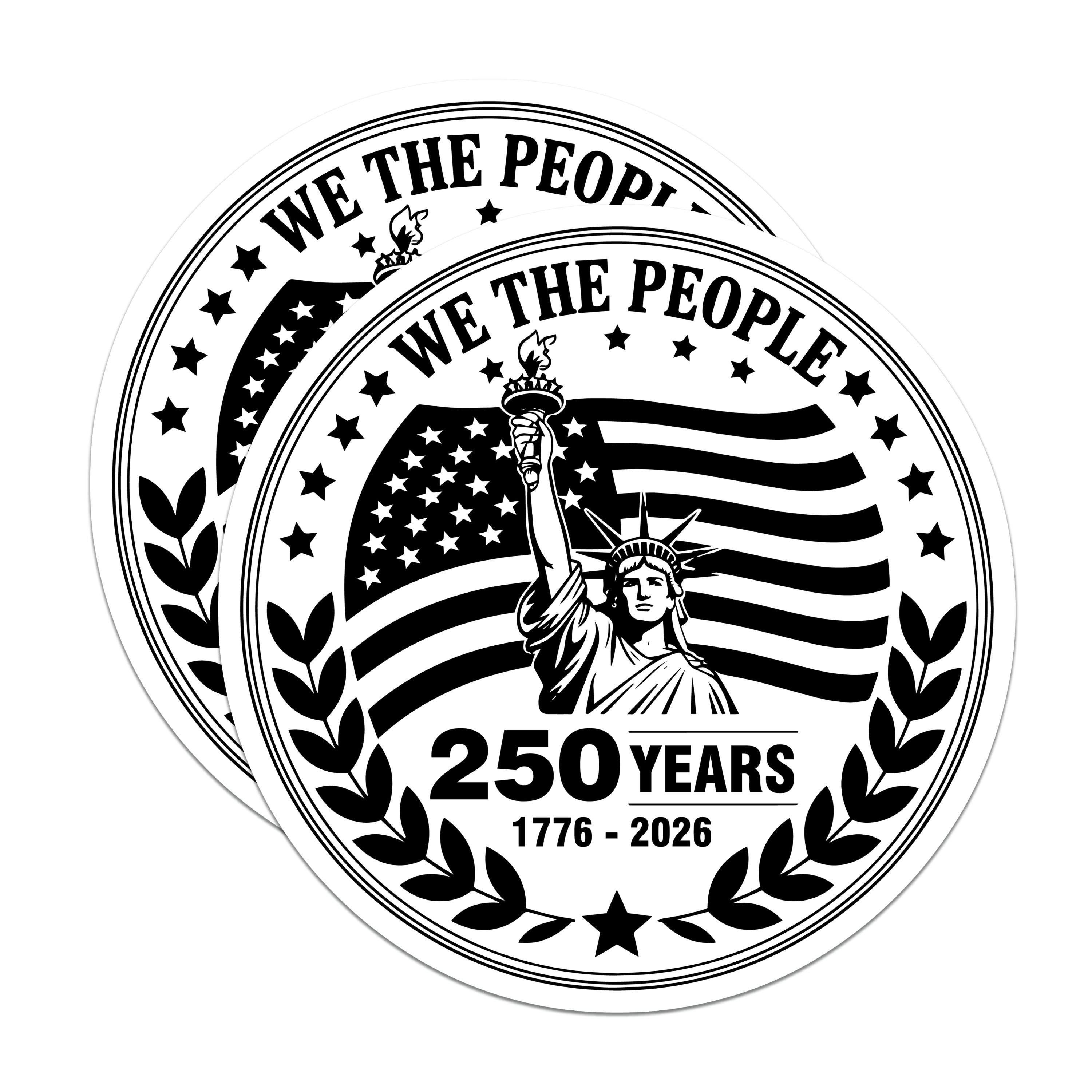 (2 Pack) We The People Magnets - 250 Years US History - Patriotic America Decor - Constitution Freedom USA Anniversary Emblem - 5 Inches On Longest Side - Thick Durable Magnet - Made in USA - MAG39963