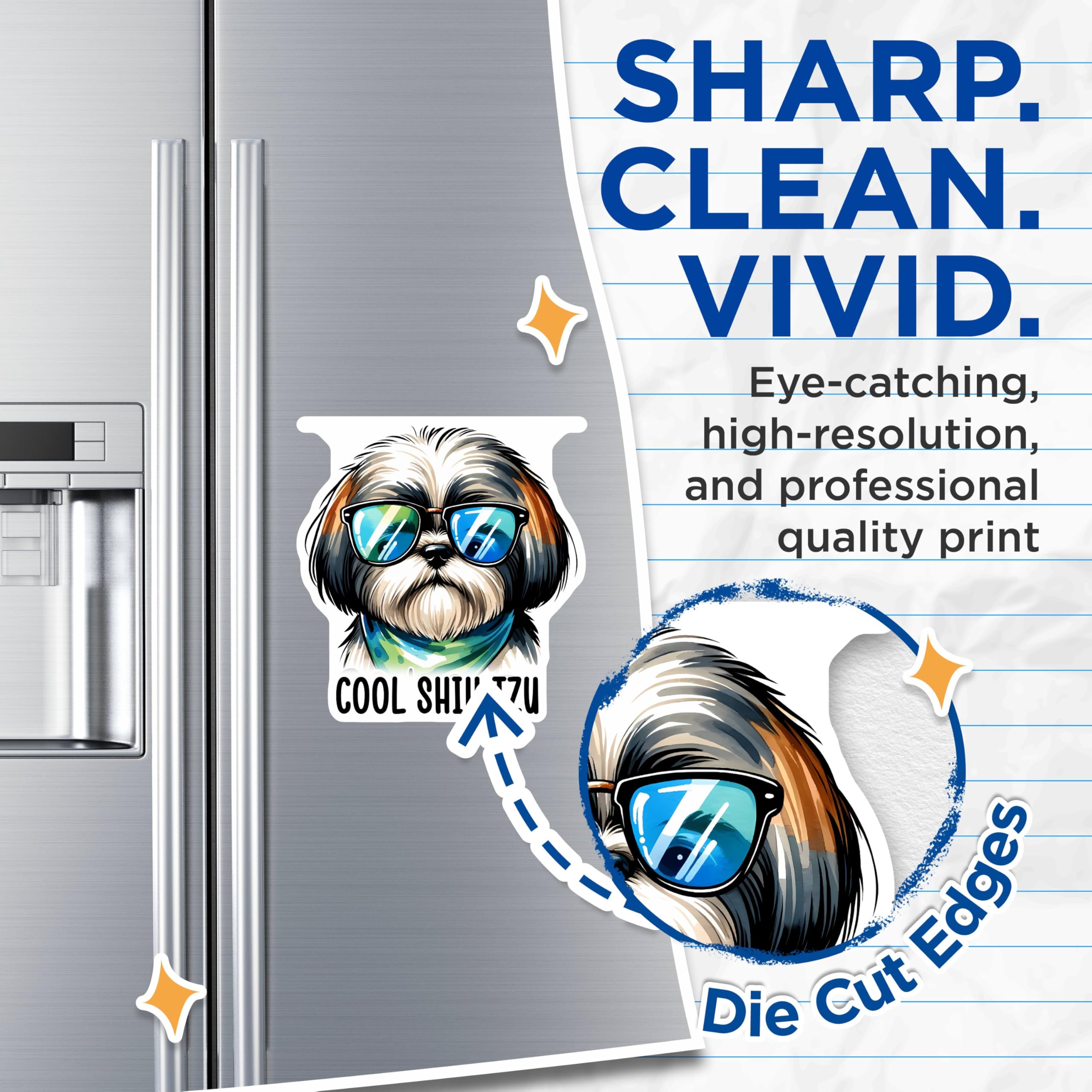 (2 Pack) Cool Shih Tzu Magnets - Dog Lover - Cute Pet Magnets - Fridge Magnet - Animal Lover Gift - 5" On Longest Side - for Cars, Fridges, Toolboxes - Made in USA - MAG3635
