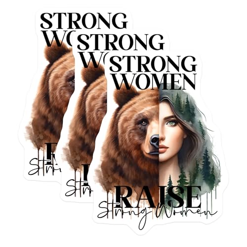 (3 Pack) Strong Women Decals - Raise Strong Women - Feminist Art - 3 Inches On Longest Side - Easy Peel & Apply - Made in USA - 3MCS8009