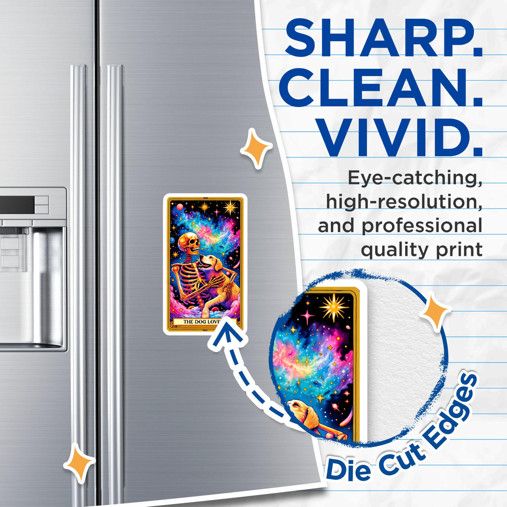 (2 Pack) Dog Lover Skeleton Magnets - Celestial Dog Mom Dad - Whimsical Goth Pet Fridge - 5 Inches On Longest Side - Thick Durable Magnet - Made in USA - MAG25584