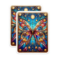 (2 Pack) Stained Glass Butterfly Magnets - Vibrant Mosaic Insect Art - Celestial Winged Creature - 5 Inches On Longest Side - Thick Durable Magnet - Made in USA - MAG23002