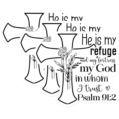 (3 Pack) Christian Decals - Religious Stickers - Cross Verse Decal - 3 Inches On Longest Side - Easy Peel & Apply - Made in USA - 3MCS2618