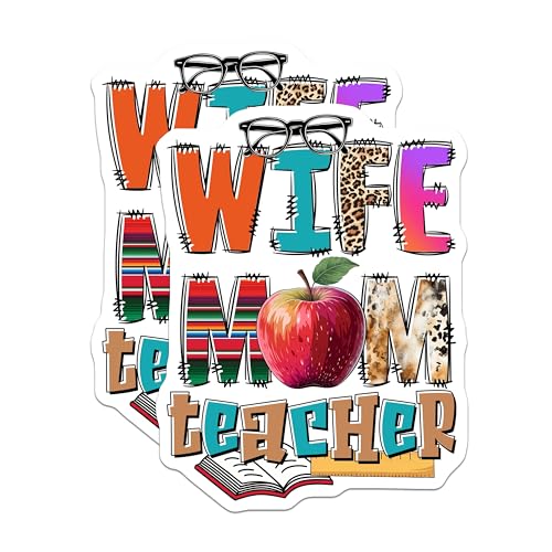 (2 Pack) Wife Mom Teacher Magnets Magnets - 5" On Longest Side - Made in USA - Sticks to Refrigerators & Metal Surfaces - MAG8473
