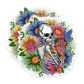 (2 Pack) Skull with Flowers Magnets - Skeleton and Floral Magnets - Unique Art Magnets for Home or Office- 5" On Longest Side - for Fridges, Toolboxes, Cars - Made in USA - MAG3049