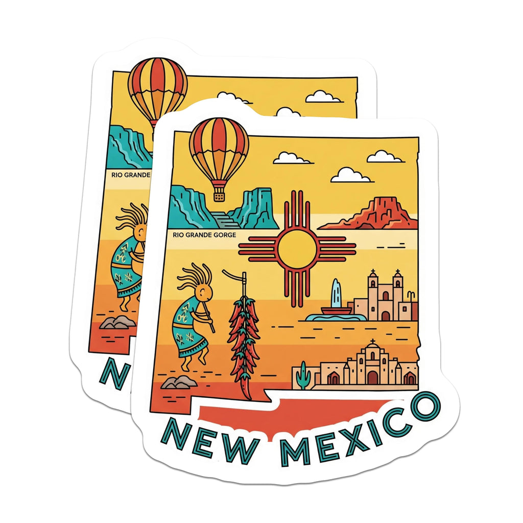 (2 Pack) New Mexico Magnets - State Art Decoration - Fridge Magnets Souvenir - 5" On Longest Side - Premium Magnet - for Cars, Refrigerators, Toolboxes, Lockers - Made in USA - MAG15215