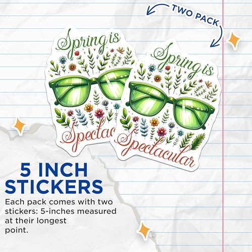 (2 Pack) Spring is Spectacular Stickers - Funny Spring Quotes - Seasonal Decor - 5" On Longest Side - Sticks to Smooth Flat Surfaces - Made in USA - BMCS8081