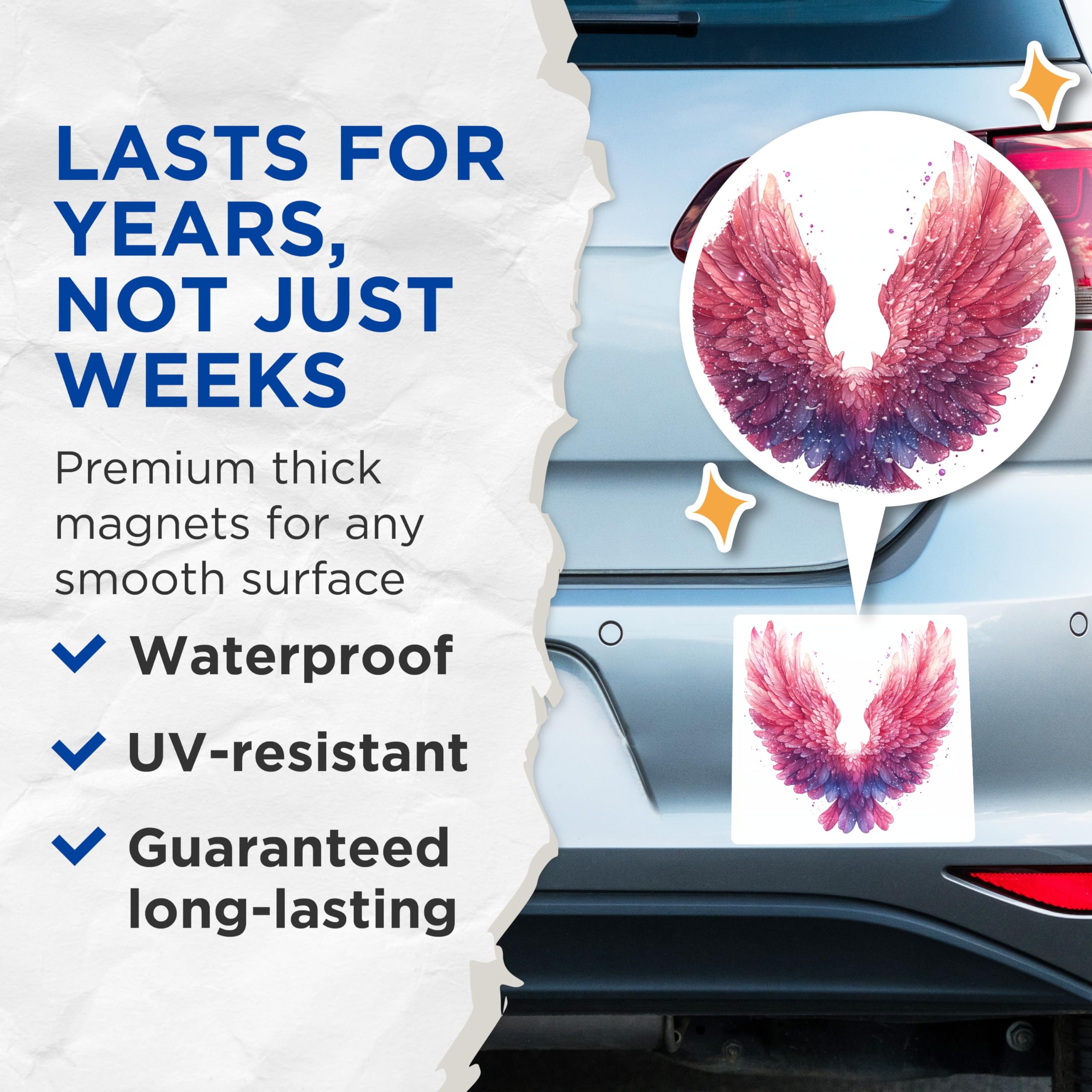 (2 Pack) Pink Purple Angel Wings Magnets - Ethereal Fantasy Decor - Fairycore Aesthetic Home Accent - 5 Inches On Longest Side - Thick Durable Magnet - Made in USA - MAG28139