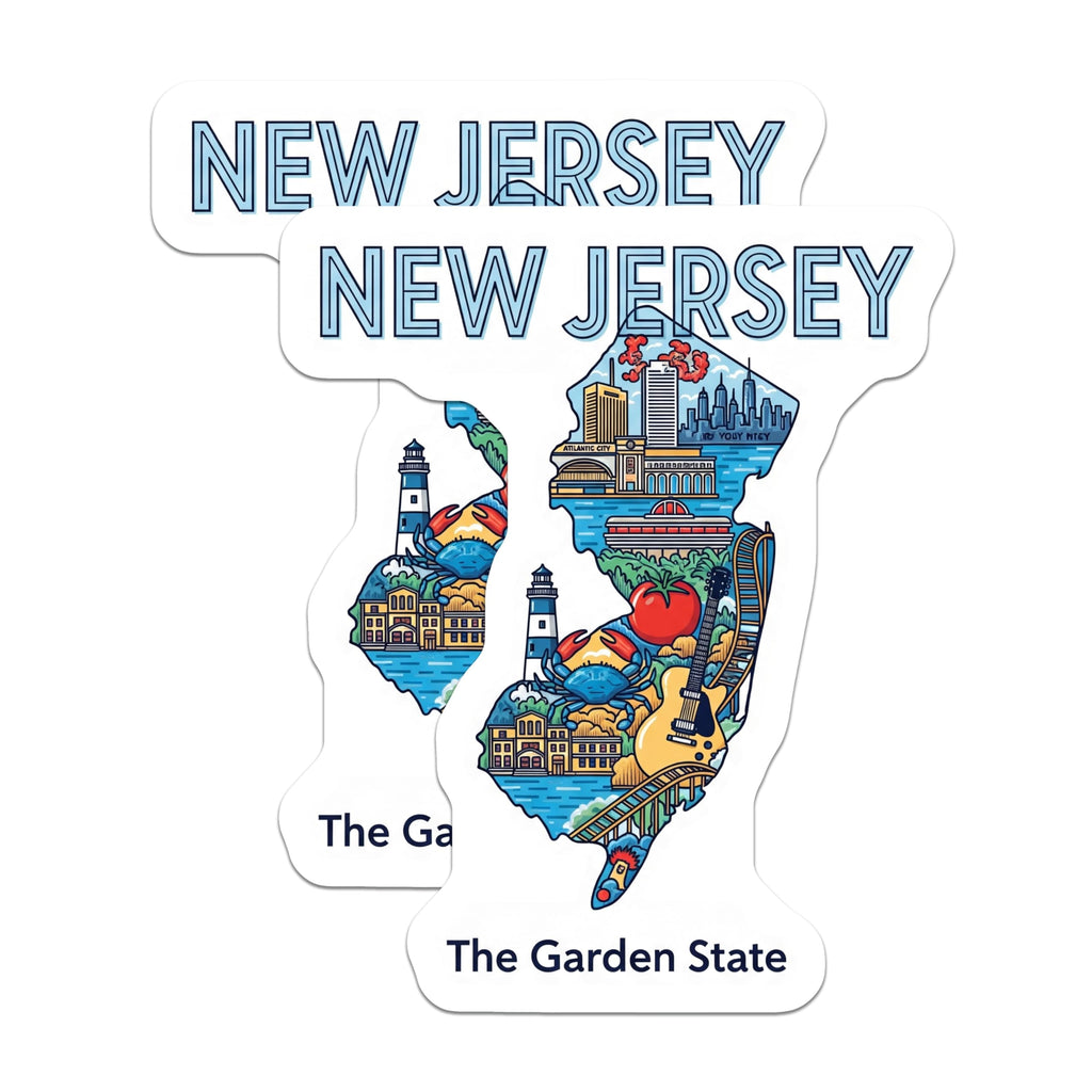(2 Pack) New Jersey Magnets - Garden State Travel Souvenir - State Pride Decoration - 5" On Longest Side - Premium Magnet - for Cars, Refrigerators, Toolboxes, Lockers - Made in USA - MAG17923