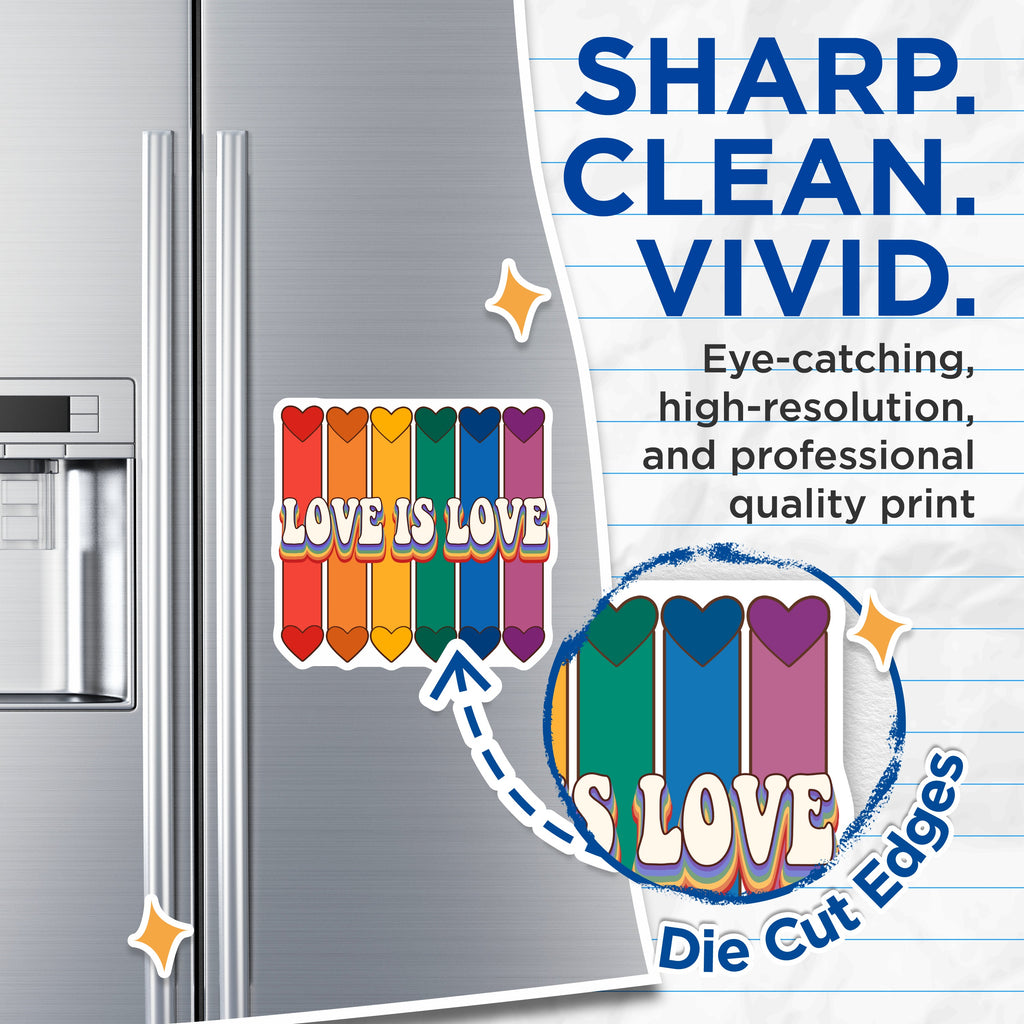 (2 Pack) Love is Love Magnets - Rainbow Pride Decor - LGBTQ+ Ally Statement - Retro Aesthetic Affirmation - Inclusive Home Decor - 5" - Durable Magnet - Made in USA - MAG38920