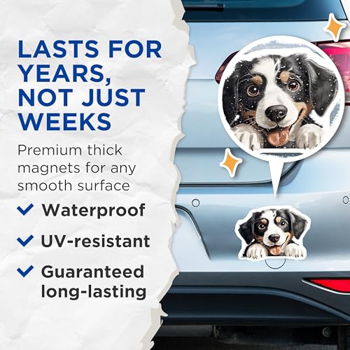 (2 Pack) Cute Puppy Decor Magnet - Animal Lover Gift - 5" On Longest Side - Sticks to Smooth Flat Surfaces - Made in USA - MAG9835