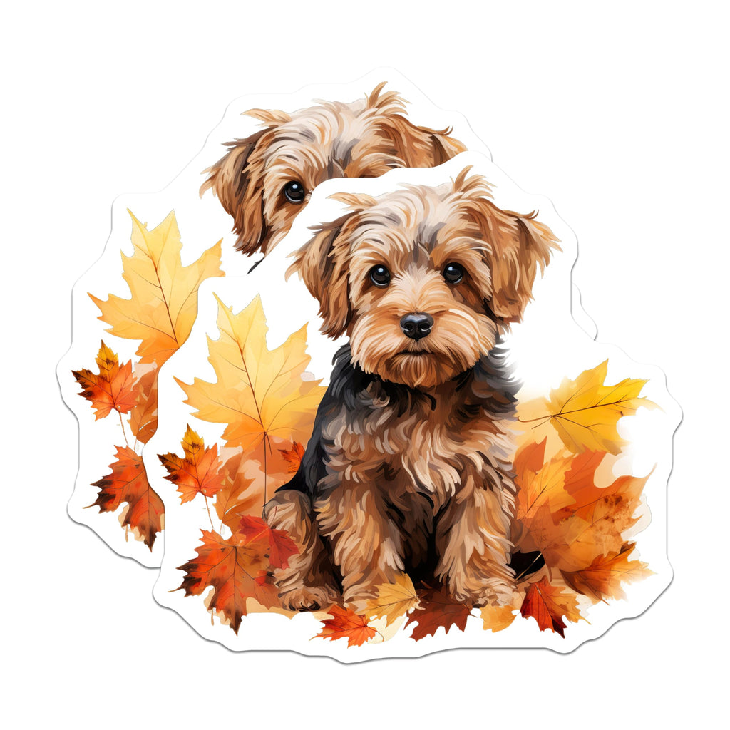 (2 Pack) Yorkshire Terrier Magnets - Autumn Dog Decor - Cute Pet Art - 5 Inches On Longest Side - Thick Durable Magnet - Made in USA - MAG27538