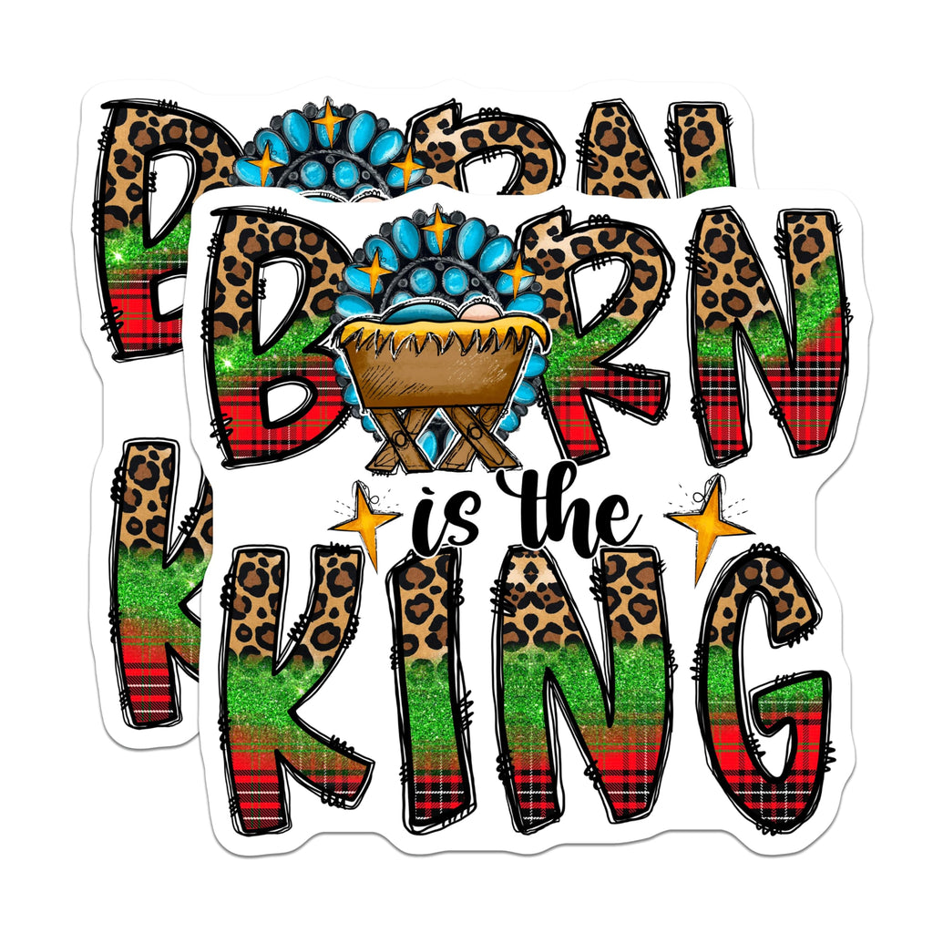 (2 Pack) Born is the King Magnets - Christian Christmas Decor - Nativity Scene Holiday Refrigerator - 5 Inches On Longest Side - Thick Durable Magnet - Made in USA - MAG29376