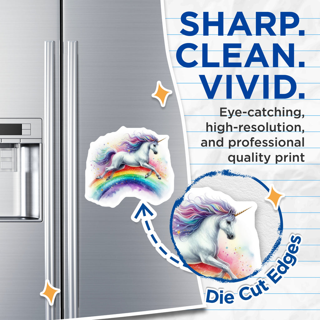 (2 Pack) Rainbow Unicorn Magnets - Magical Fantasy Creature - Kids Room Locker Decor - 5 Inches On Longest Side - Thick Durable Magnet - Made in USA - MAG39497