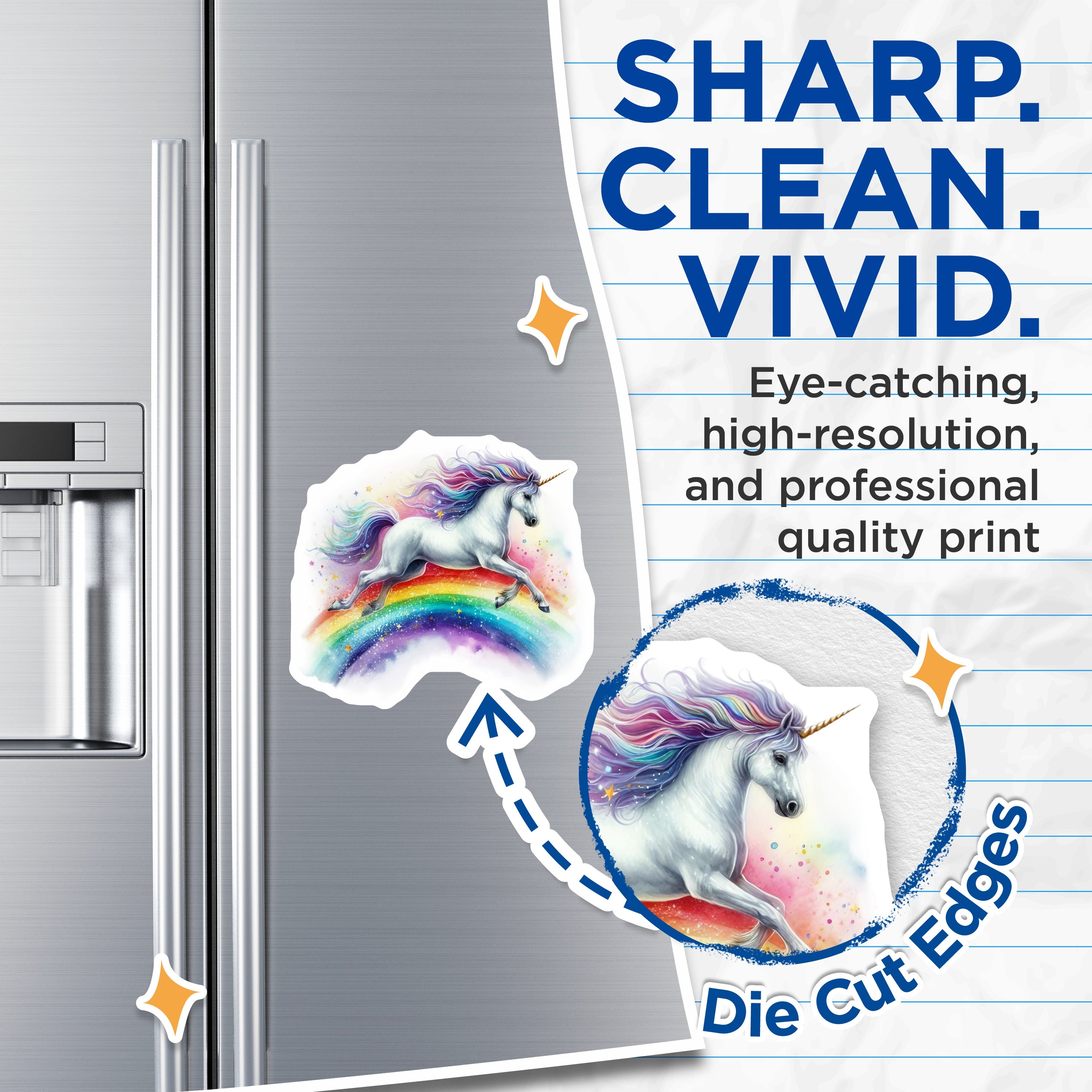 (2 Pack) Rainbow Unicorn Magnets - Magical Fantasy Creature - Kids Room Locker Decor - 5 Inches On Longest Side - Thick Durable Magnet - Made in USA - MAG39497