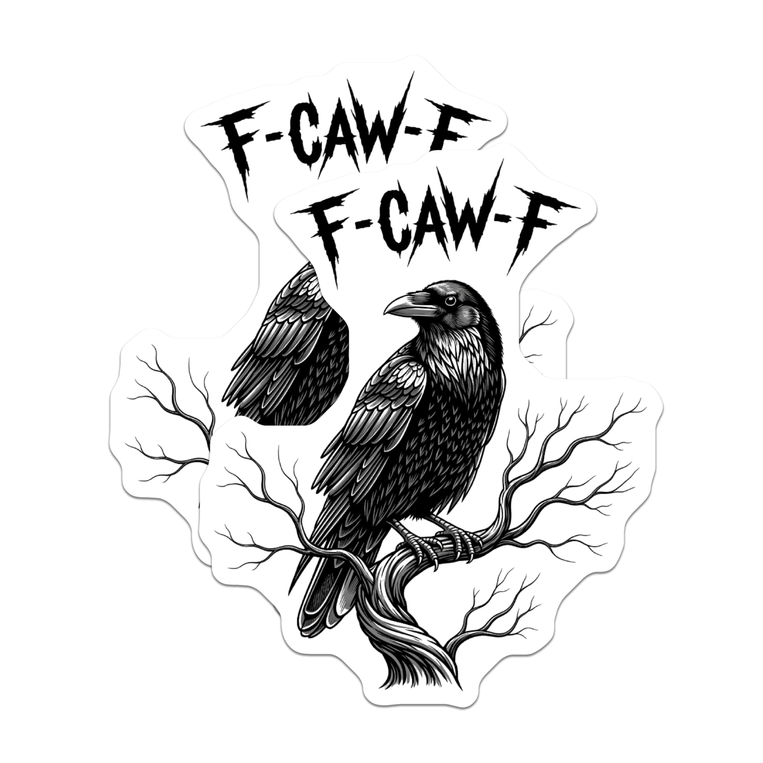 (2 Pack) Raven Stickers - Gothic Bird Decals - Dark Humor Stickers - 5" On Longest Side - Sticks to Smooth Flat Surfaces - Made in USA - BMCS11151