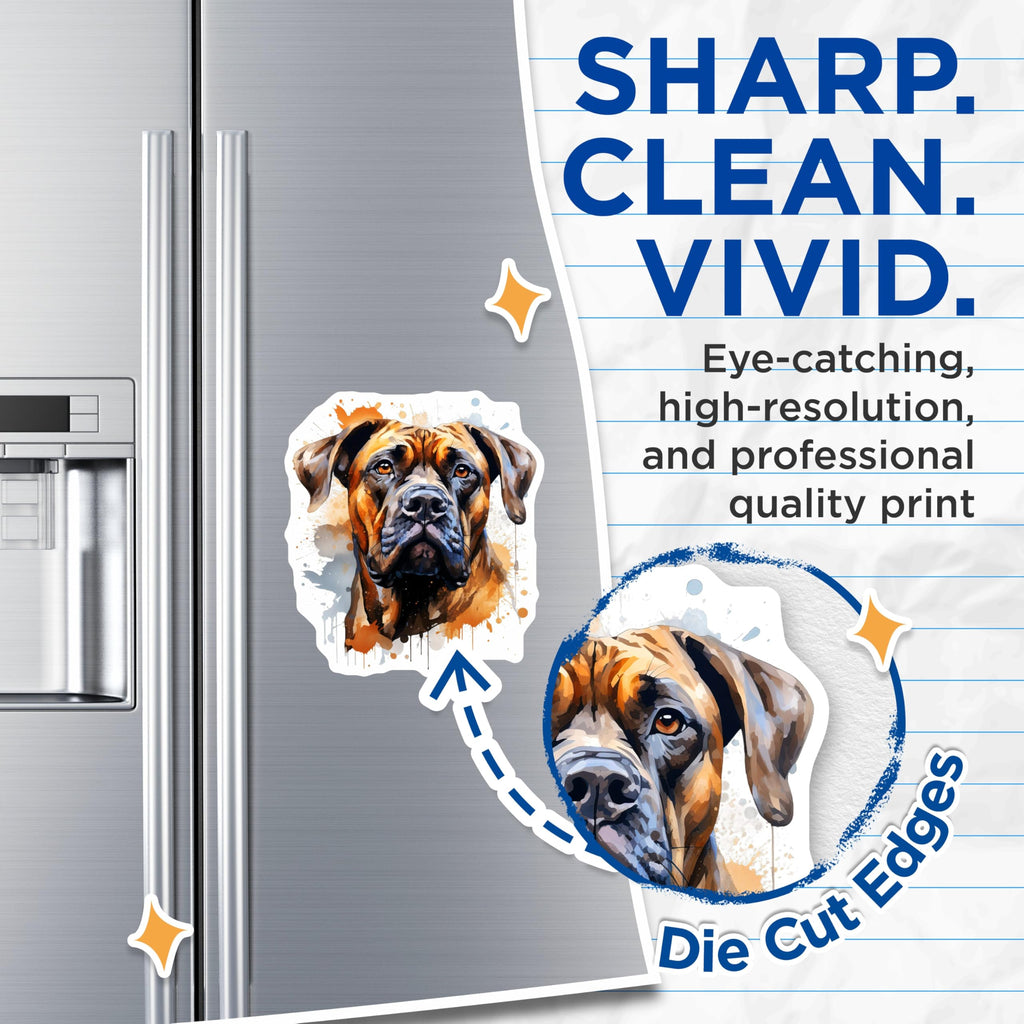 (2 Pack) Watercolor Mastiff Magnets - Dog Lover Decor - Pet Owner Art Fridge Magnets - 5 Inches On Longest Side - Thick Durable Magnet - Made in USA - MAG25484