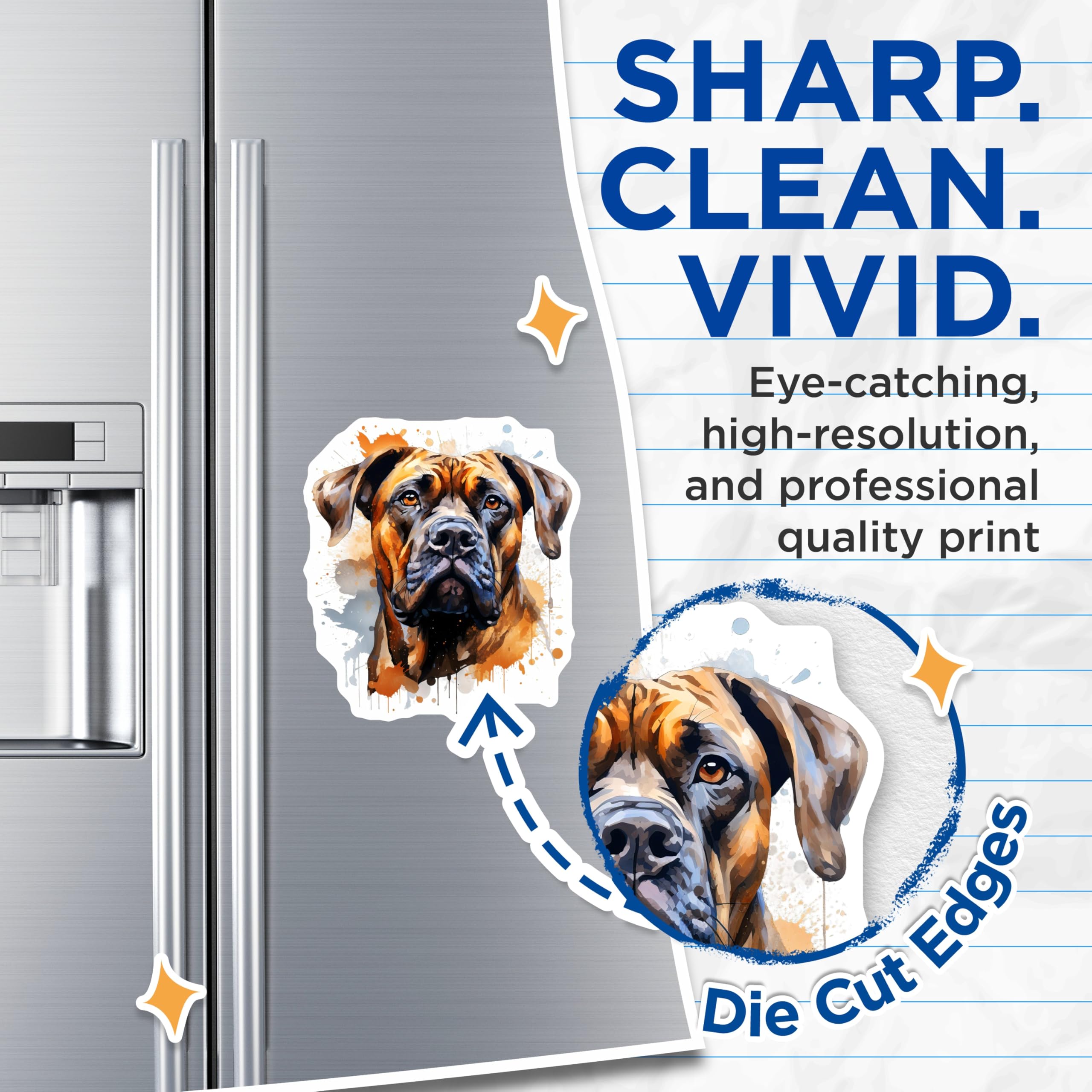(2 Pack) Watercolor Mastiff Magnets - Dog Lover Decor - Pet Owner Art Fridge Magnets - 5 Inches On Longest Side - Thick Durable Magnet - Made in USA - MAG25484