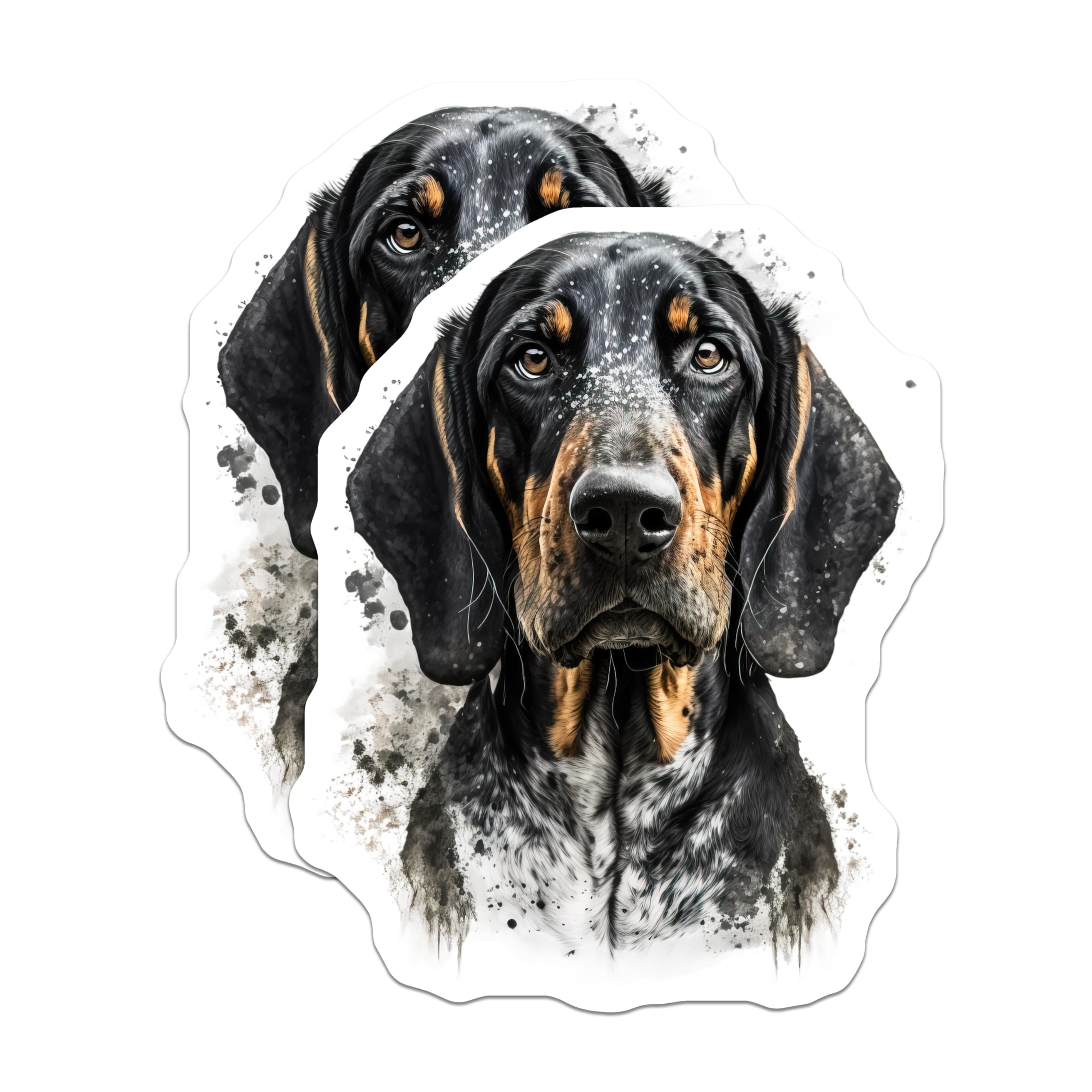 (2 Pack) Black Tan Coonhound Magnets - Hound Dog Art Print - Dog Lover Refrigerator Decor - 5 Inches On Longest Side - Thick Durable Magnet - Made in USA - MAG25558