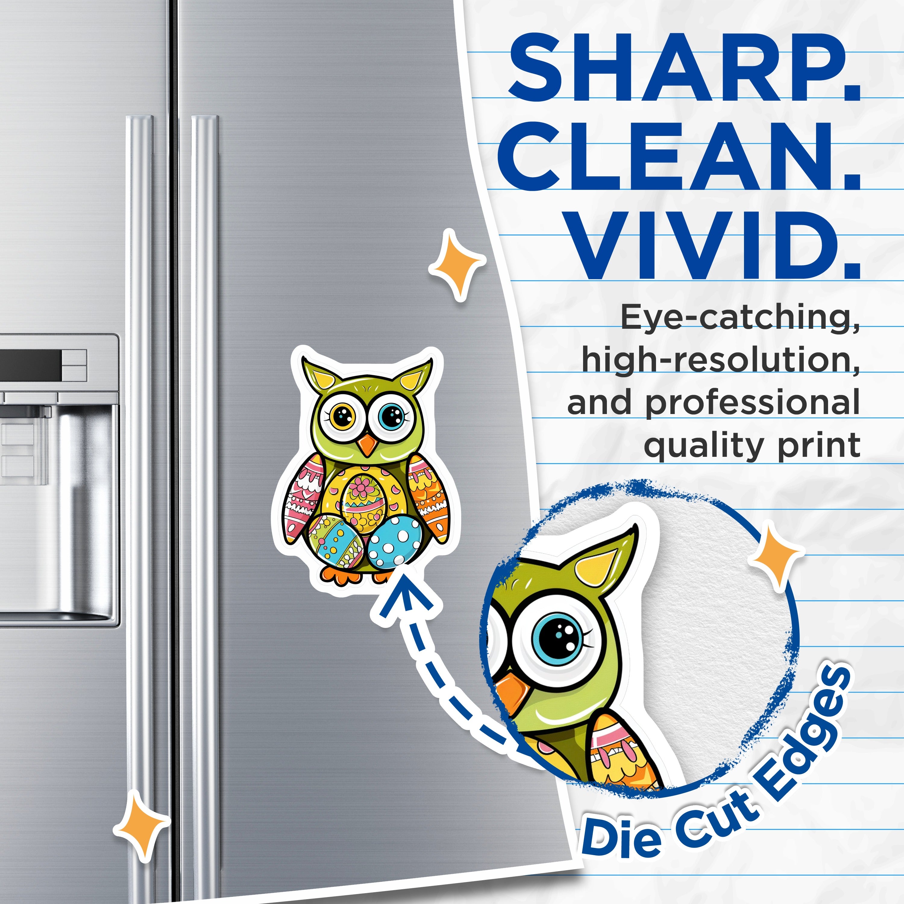(2 Pack) Easter Owl Magnets - Spring Refrigerator Decor - Cute Animal Fridge Whiteboard Accessory - 5 Inches On Longest Side - Thick Durable Magnet - Made in USA - MAG38755