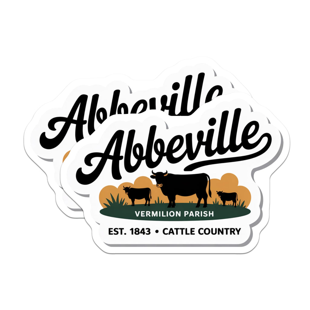 (2 Pack) Abbeville Magnets - Vermilion Parish Louisiana - Cattle Country Decor - Farm Life Souvenir - 5 Inches On Longest Side - Thick Durable Magnet - Made in USA - MAG19357