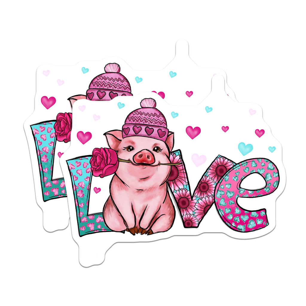 (2 Pack) Pig Magnets - Cute Farm Animal Decor - Love Piggy Designs - 5" On Longest Side - Premium Magnet - for Cars, Refrigerators, Toolboxes, Lockers - Made in USA - MAG15582