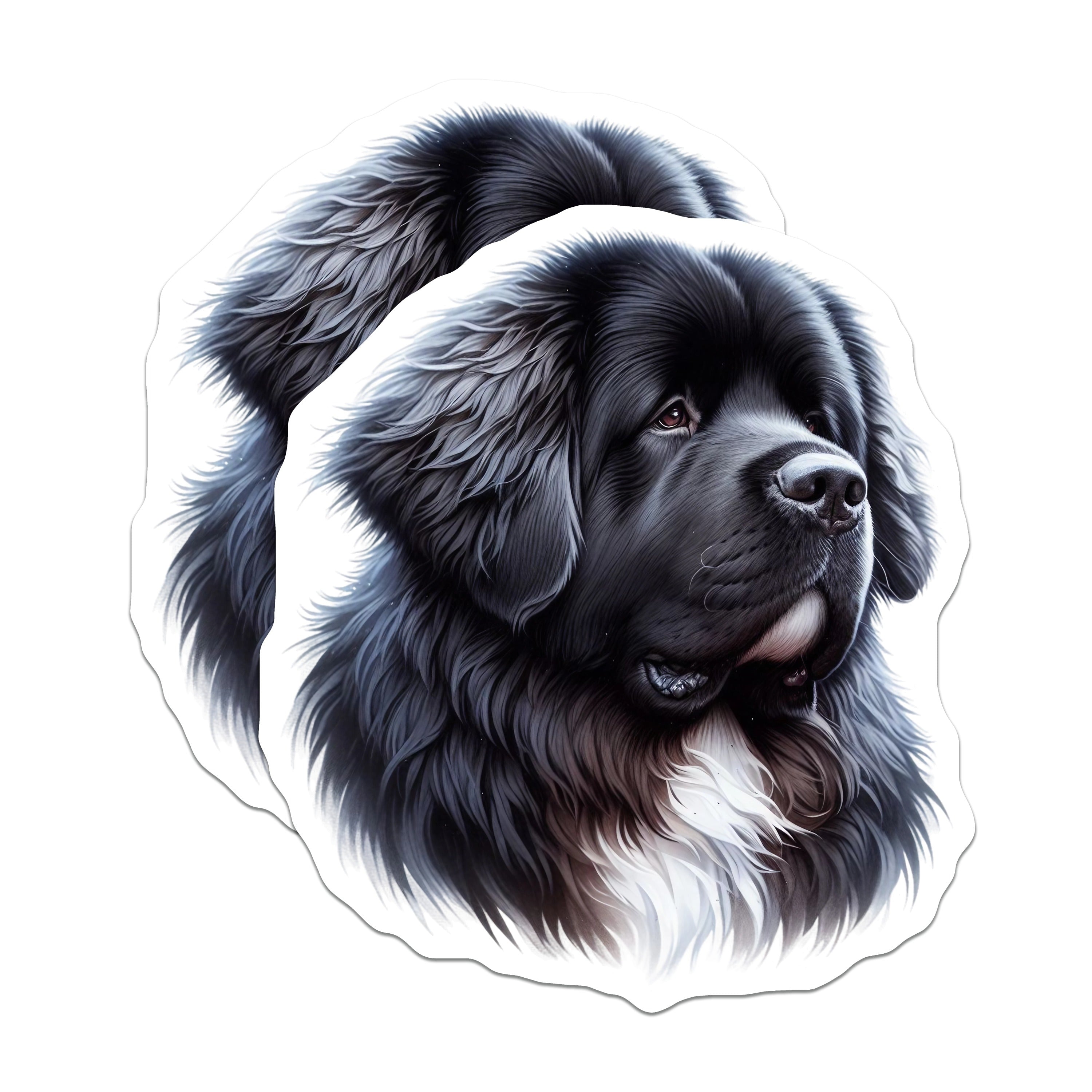 (2 Pack) Newfoundland Dog Magnets - Newfie Lover Decor - Large Breed Dog Art - Pet Owner Refrigerator Accessory - 5 Inches On Longest Side - Thick Durable Magnet - Made in USA - MAG37773