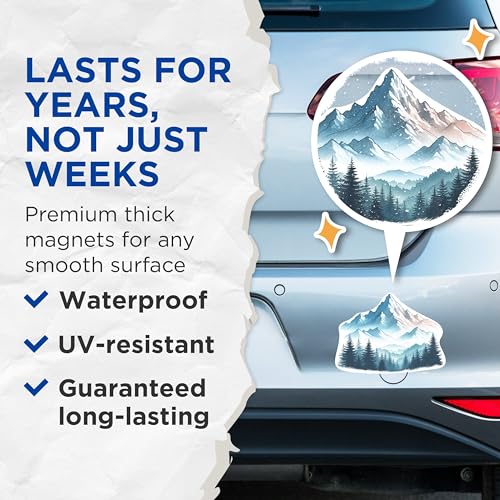 (2 Packs) Mountains Beautiful Scenery Magnets - Outdoorsman Hiking Hiker Scenery Magnets - 5 Inches On Longest Side - Premium Magnet - for Fridges, Toolboxes, Cars - Made in USA - MAG2293