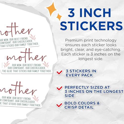 (3 Pack) Mother Quote Decals - Best Friend - Family Love Stickers- 3 Inches On Longest Side - Easy Peel & Apply - Made in USA - 3MCS5462