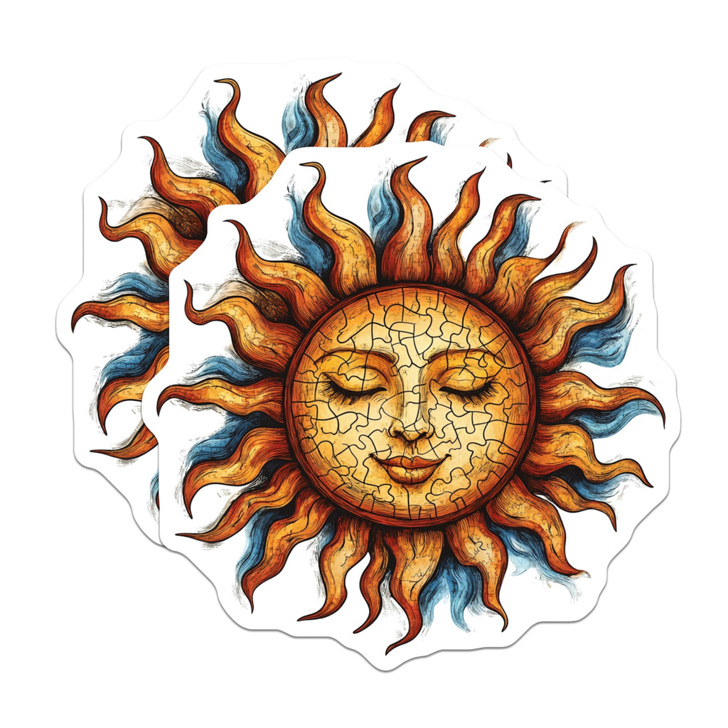 (2 Pack) Sun Face Magnets - Celestial Boho Art - Spiritual Decor - Hippie Vibes - Refrigerator Locker Accent - 5 Inches On Longest Side - Thick Durable Magnet - Made in USA - MAG29555