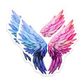 (2 Pack) Angel Wings Stickers - Gradient Wings Decal - Dual Color Wings Sticker - 5" On Longest Side - Sticks to Smooth Flat Surfaces - Made in USA - BMCS6556