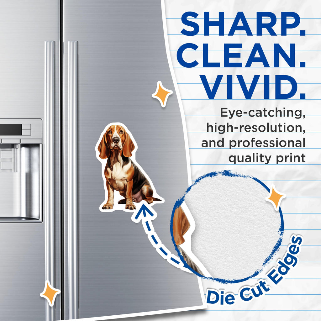 (2 Pack) Basset Hound Magnets - Dog Lover Decor - Pet Parent Accessory - 5 Inches On Longest Side - Thick Durable Magnet - Made in USA - MAG27099