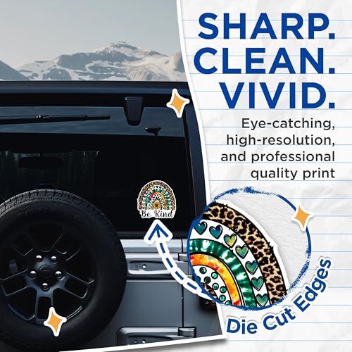 (2 Packs) Be Kind Sunflower Rainbow Stickers - Positive Inspiring Motivational Decals - 5 Inches On Longest Side - Premium Vinyl Decal - Sticks to Any Smooth Flat Surface - Made in USA - BMCS2507