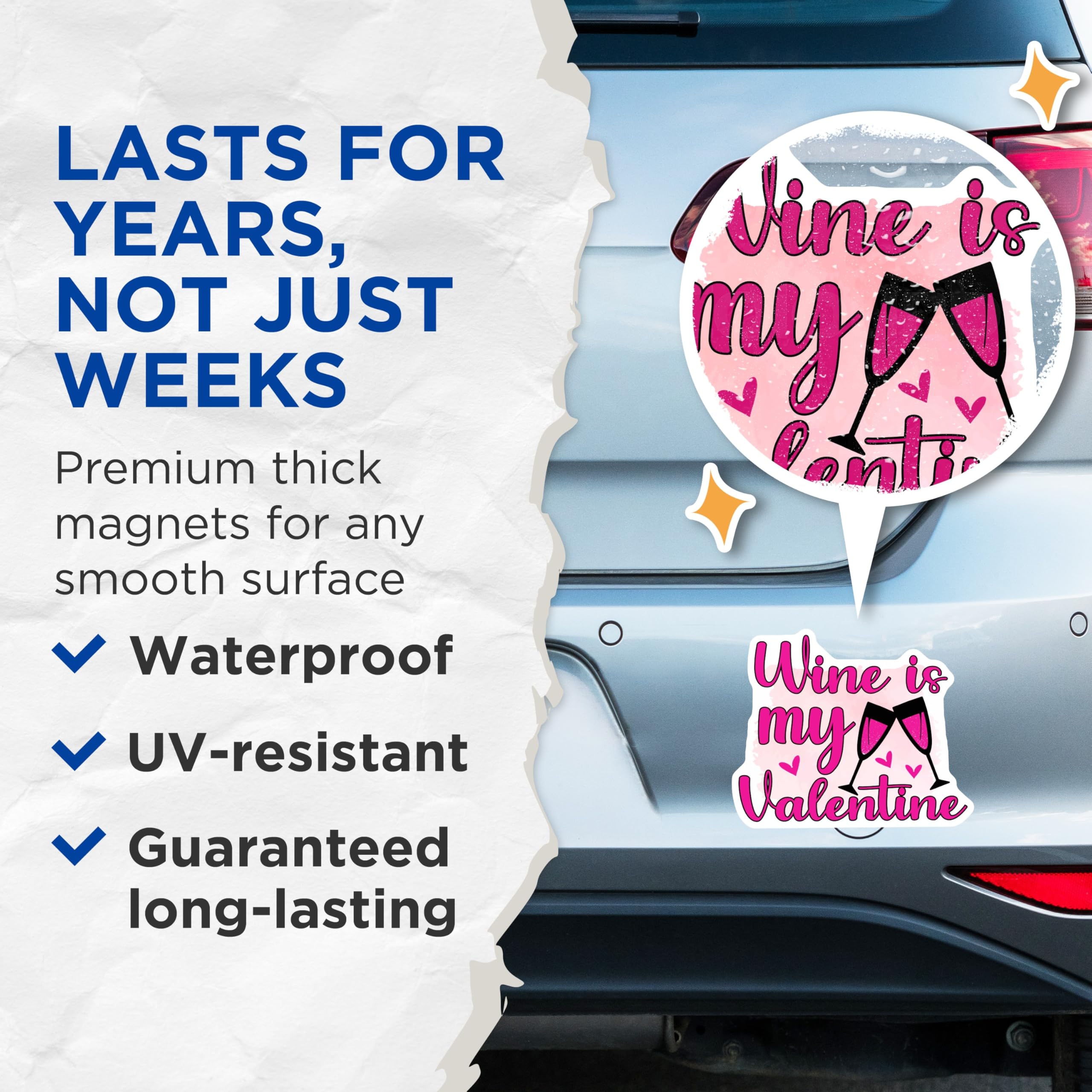 (2 Pack) Wine is My Valentine Magnets - Romantic Kitchen Decor - Valentines Day Drink Lover Refrigerator Art - 5 Inches On Longest Side - Thick Durable Magnet - Made in USA - MAG22383