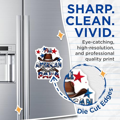 (2 Pack) All American Papa Magnets Magnets - Patriotic Cowboy Theme - Western Decor - 5" On Longest Side - Made in USA - Sticks to Refrigerators & Metal Surfaces - MAG8498