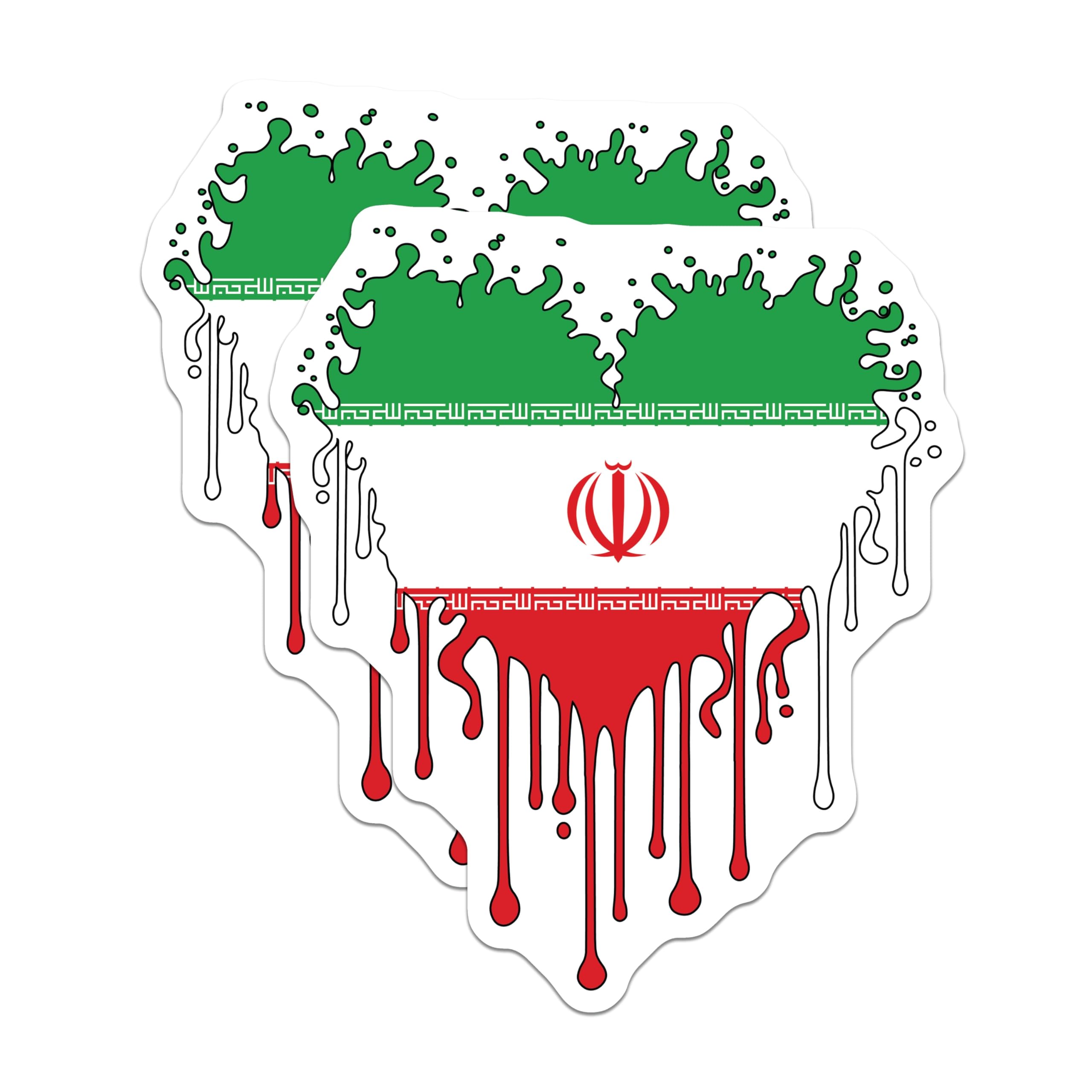 (2 Pack) Iran Flag Magnets - Melting Iran Flag - Patriotic Iran Decor - 5" On Longest Side - Premium Magnet - for Cars, Refrigerators, Toolboxes, Lockers - Made in USA - MAG17432