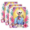 (3 Pack) Self Care Tarot Decals - Skeleton Smoking - Relaxing Vibes - 3 Inches On Longest Side - Easy Peel & Apply - Made in USA - 3MCS8212