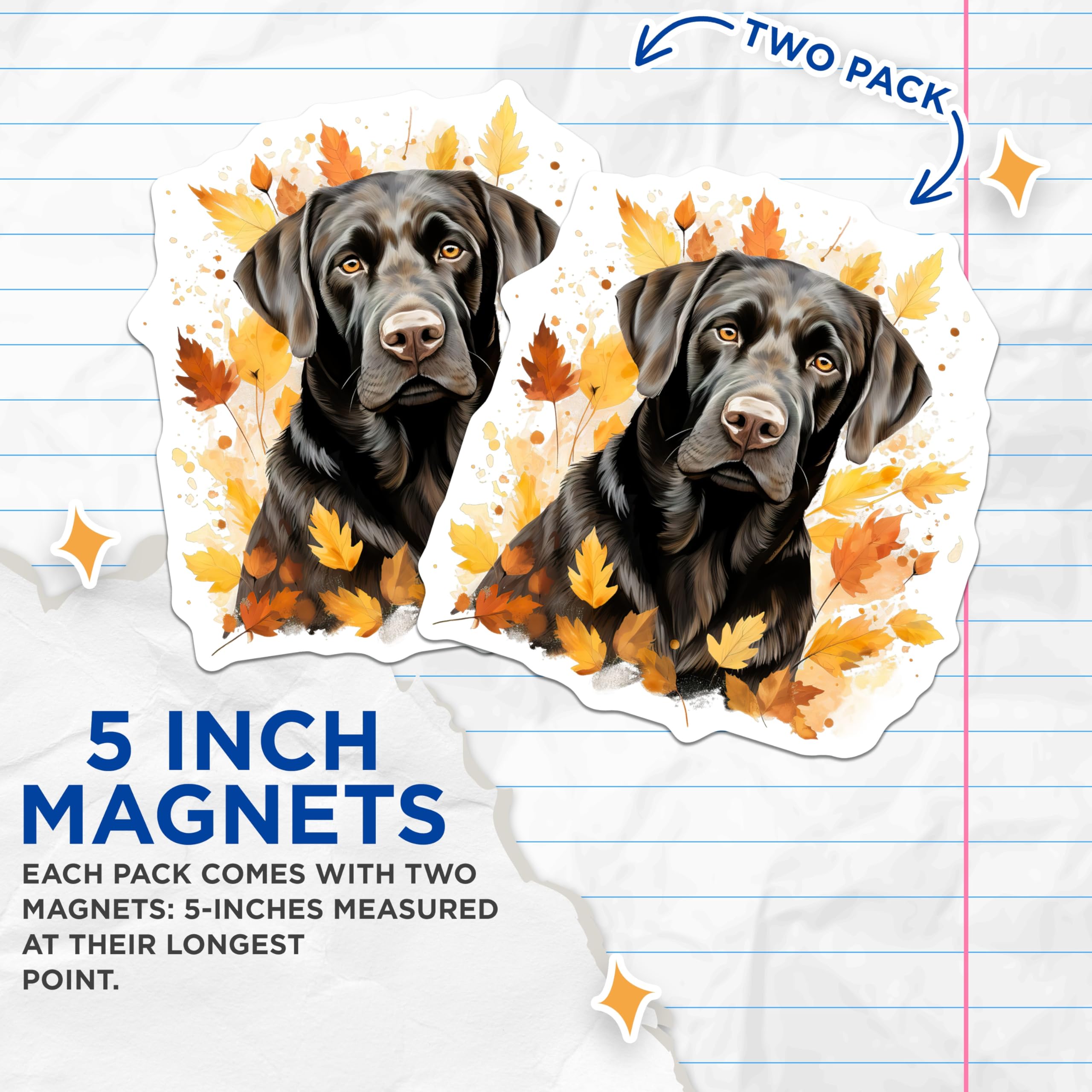 (2 Pack) Black Labrador Retriever Magnets - Autumn Dog Decor - Fall Season Pet Accessory - 5 Inches On Longest Side - Thick Durable Magnet - Made in USA - MAG25852