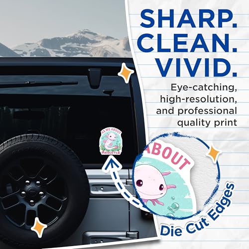 (2 Pack) Axolotl Cute Stickers - Fun Axolotl Art - Adorable Axolotl Design - 5" On Longest Side - Sticks to Smooth Flat Surfaces - Made in USA - BMCS7789