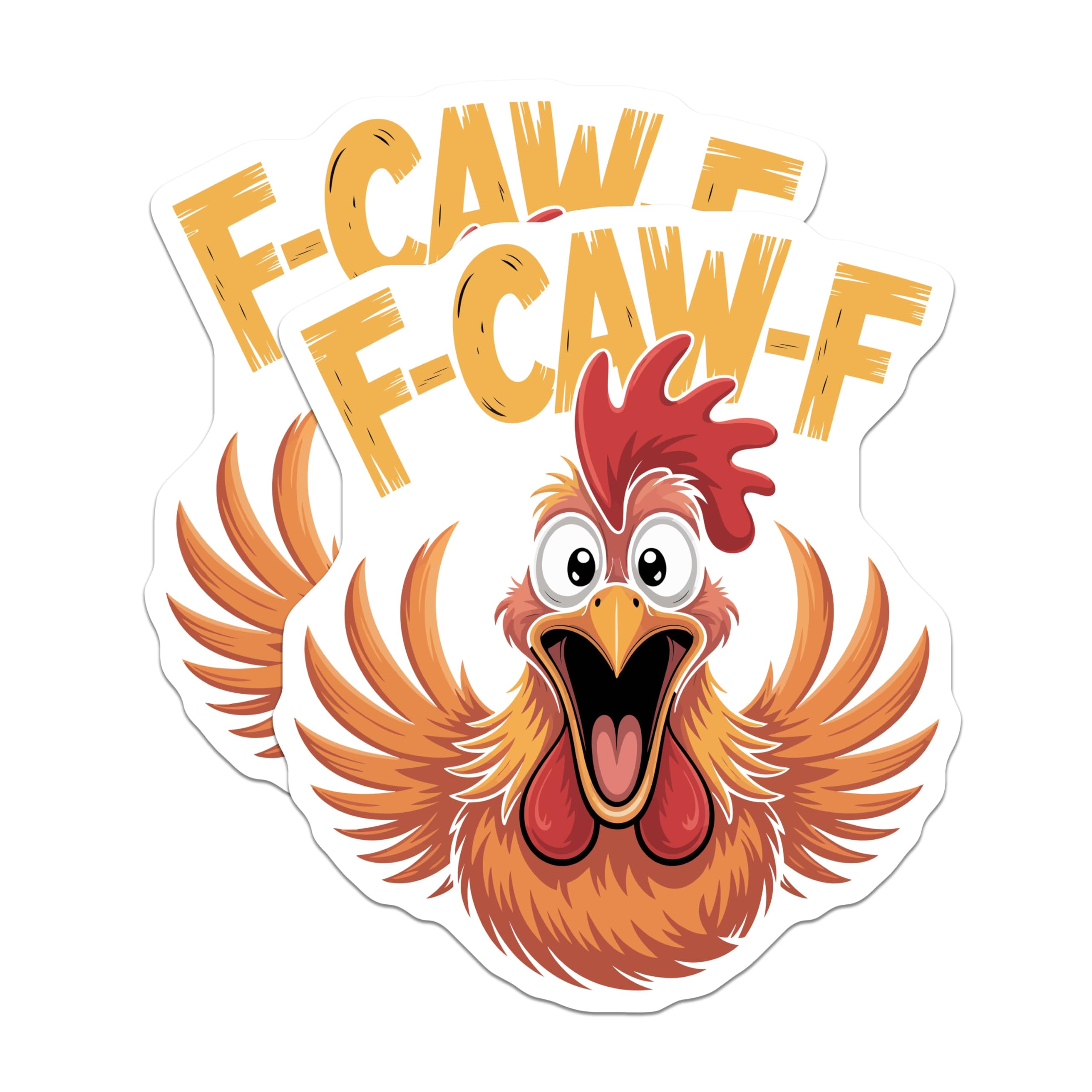 (2 Pack) Funny Chicken Magnets - F-CAW-F Cartoon Decor - Quirky Animal Refrigerator Magnet - 5" On Longest Side - Premium Magnet - for Cars, Refrigerators, Toolboxes, Lockers - Made in USA - MAG14578
