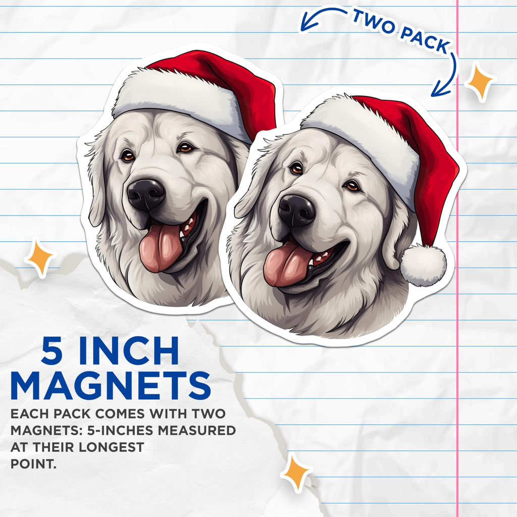 (2 Pack) Christmas Dog Magnets - Santa Hat Dog Magnet - Holiday Pet Decor - Winter Refrigerator Magnets - 5 Inches On Longest Side - Thick Durable Magnet - Made in USA - MAG25144
