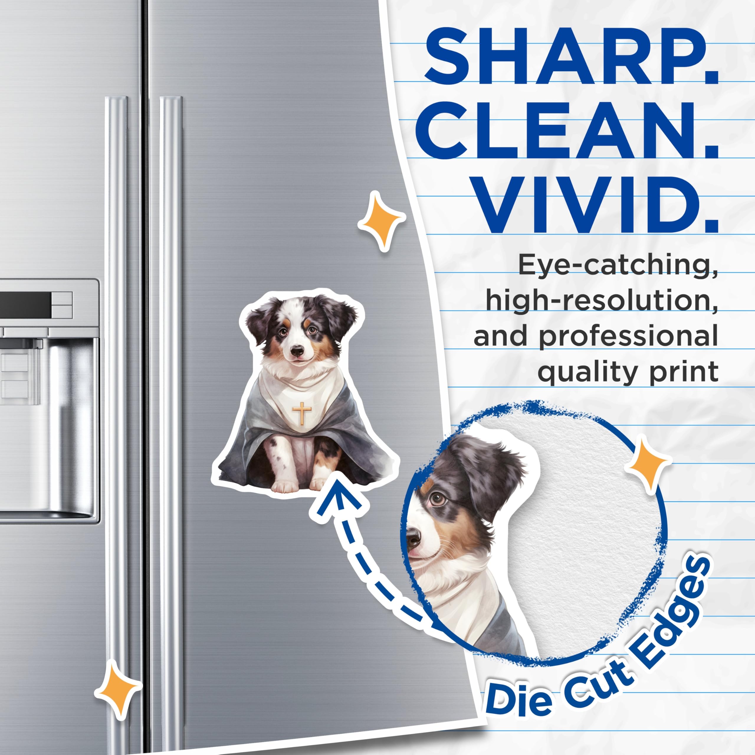 (2 Pack) Religious Dog Magnets - Saint Dog Magnets - Cute Animal Magnets - 5" On Longest Side - Premium Magnet - for Cars, Refrigerators, Toolboxes, Lockers - Made in USA - MAG16756
