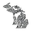 (2 Pack) Michigan State Outline Magnets - Mandala Art Home Decor - Great Lakes State Souvenir - 5 Inches On Longest Side - Thick Durable Magnet - Made in USA - MAG19126