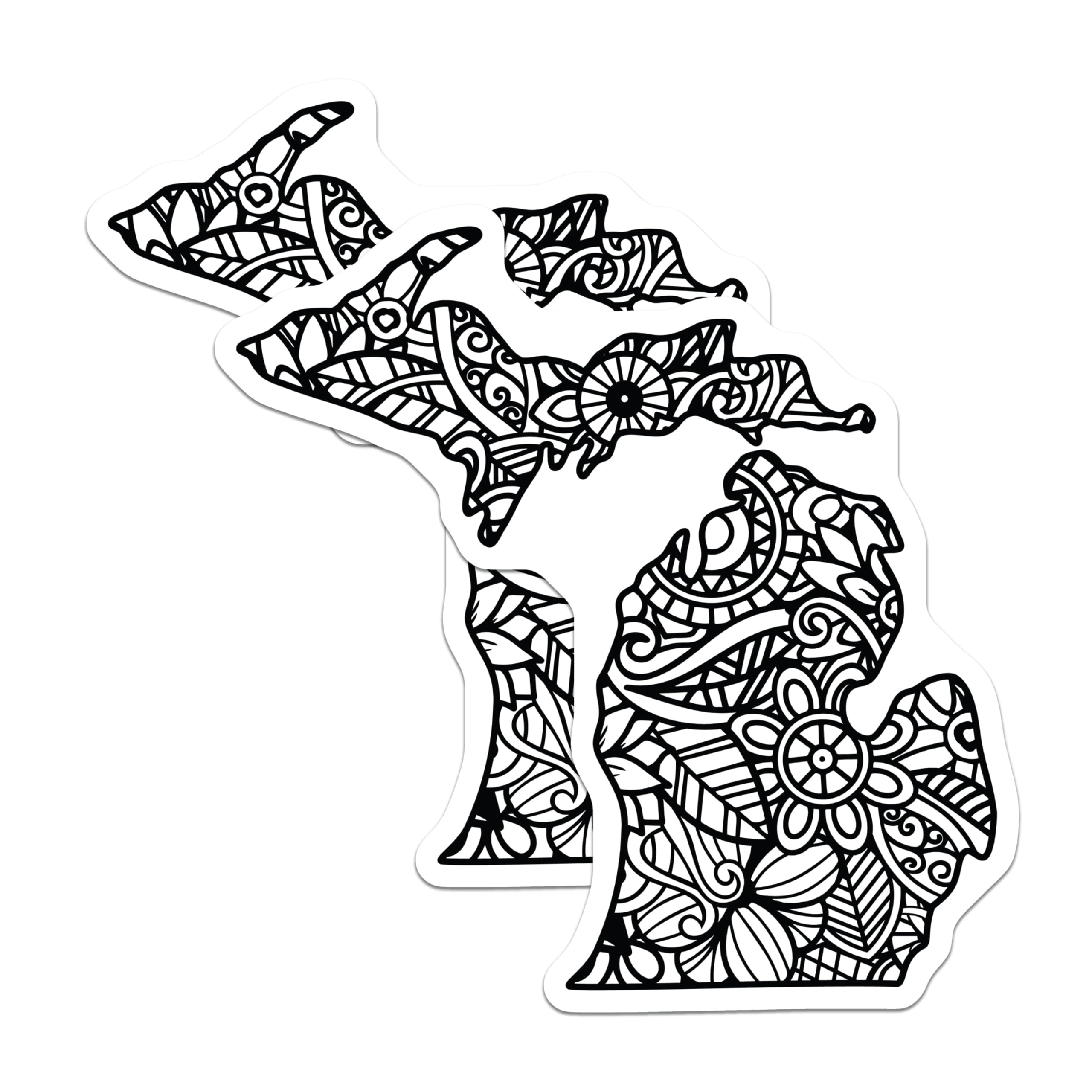 (2 Pack) Michigan State Outline Magnets - Mandala Art Home Decor - Great Lakes State Souvenir - 5 Inches On Longest Side - Thick Durable Magnet - Made in USA - MAG19126