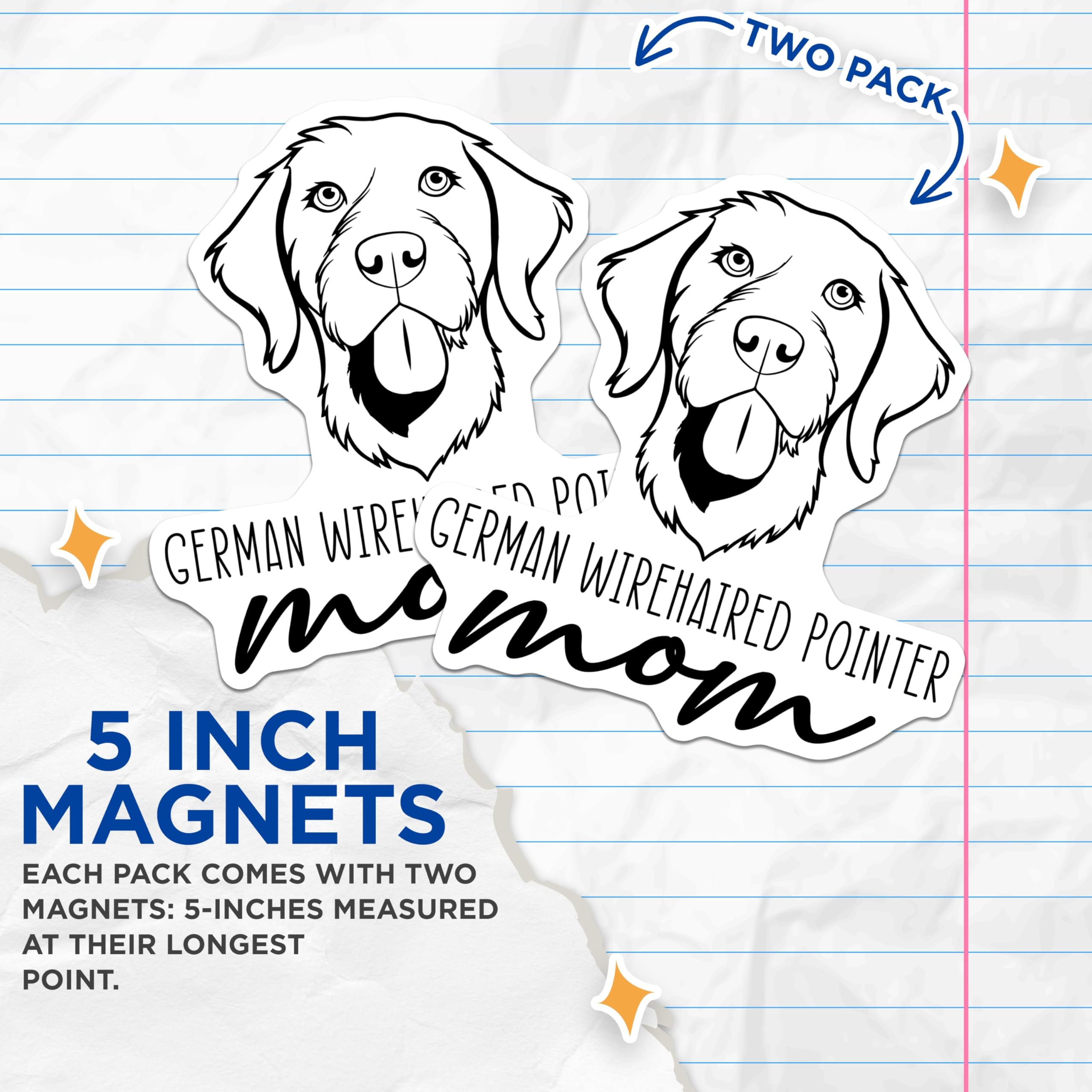 (2 Pack) German Wirehaired Pointer Dog Mom Magnets - Breed Specific Pet Owner - Dog Lover Kitchen Decor - 5 Inches On Longest Side - Thick Durable Magnet - Made in USA - MAG27064