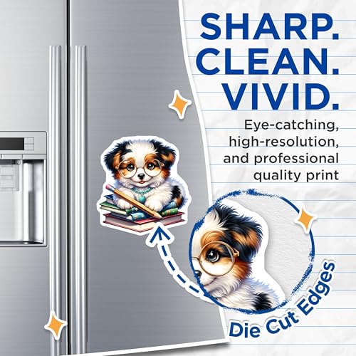 (2 Pack) Adorable Animal Study Buddy Fridge Decor Magnet - 5" On Longest Side - Sticks to Smooth Flat Surfaces - Made in USA - MAG9392